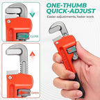 Heavy Duty 6 Inch and 8 Inch Adjustable Pipe Wrench - Mini Straight Plumbing Tool for Tight Spaces & DIY Repairs