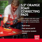 Griot's Garage Orange Foam Correcting Pads for Car Polishing and Detailing, Removes Light to Moderate Paint Defects, Durable, Machine-Washable, 10516, 5.5", Set of 2