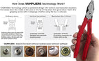 VAMPLIERS 9" Side Cutting Linemans Pliers with Crimper. Made in Japan. Heavy Duty High Leverage Design Screw Extractor Jaws