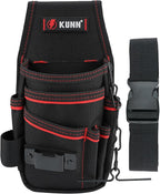 KUNN Electrician Tool Pouch with Belt Clip - 7-Pocket Lightweight Small Tool Belt Pouches for Carpenters, Technicians, HVAC - Heavy Duty Multi-Pocket Organizer for Construction, Maintenance, DIY Tools