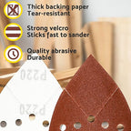 Black and Decker Mouse Sander Pads 220 Grit 50 Pack, Mouse Sander Sandpaper, 12 Hole Hook and Loop Sanding Pads, Detail Palm Sand Paper Set with Tack Cloth by S&F STEAD & FAST