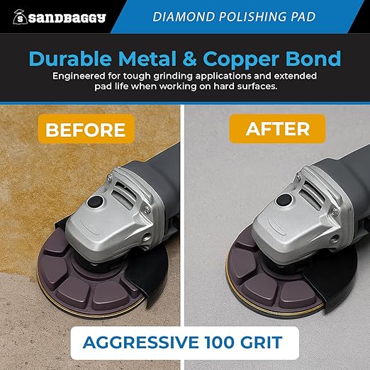 Sandbaggy 3" Metal Bond Diamond Polishing Pad - 100 Grit (8mm Thick) (20, 3-inch)