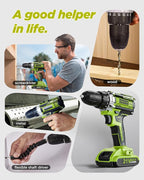 Cordless Drill Set, KELNOW 21V PowerDrill with Power Pack and Charger, 3/8-Inch Keyless Chuck ElectricDrill, 25+1 Position, 2 Speed, 27pcs Drilldriver Bits Tool Drills for DIY Projects