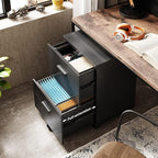 DEVAISE Wood File Cabinet, 2 Drawer Filing Cabinet for Home Office, Vertical File Cabinets with Wheels fits A4/Letter/Legal Size File, Black