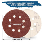 5 Inch 8 Hole Sanding Discs, 150 PCS 60 Grit Hook and Loop Sandpaper, Round Aluminum Oxide Sand Paper Discs for Random Orbital Sander