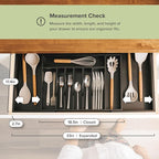 Premium Silverware, Flatware and Utensil Organizer for Kitchen Drawers, Food-Safe Contract Grade, Expandable from 18 to 33 In, Black Bamboo