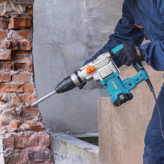 Berserker 1-9/16" SDS-Max Heavy Duty Rotary Hammer Drill with Vibration Control,Safety Clutch,13 Amp 3 Functions Demolition Rotomartillo for Concrete-Including 4 Drill Bits,2 Chisels,Carrying Case
