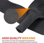 2:1 Ratio Automotive Heat Shrink Braided Sleeve, Cord Protector, Wear-Resistant Fabric Flat Woven Shrinkable Tubing Wires Hoses Protection (3/8"-15ft)