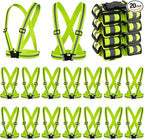 Hercicy 20 Pcs Reflective Vest High Visibility Safety Vests, Adjustable Bright Neon Lightweight Strap Gear (Yellow)
