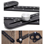 Angzhili 1 Pack Multi Angle Measuring Ruler,Aluminum Alloy Multi-Function Angle Ruler,6 Section Ceramic Tile Opening Locator, Angle Measurement Tool,Band Hole Locator