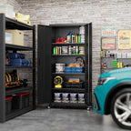 73 Inches Metal Storage Cabinet on Wheels,Storage Cabinet with Wheels and 4 Adjustable Shelves,Rolling Garage Cabinets for Office,Warehouse,Assemble Required(Black)