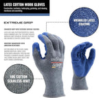 linconson 12 Pairs Extreme Grip Latex Palm Coated Cotton Work Gloves Suitable For Construction, Mechanics and Warehousing