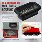 Collapsible Magnetic Tray Set of 3 Sizes – Foldable Silicone Tool Tray Organizer for Screws, Bolts, Nuts, Washers, Pins, & Small Metal Parts with Durable Magnetic Base (Black)