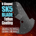 SHALL PVC Pipe Cutter, Cuts up to 2-1/2”, Heavy-Duty Aluminum Ratchet Pipe Cutter Tool for PVC, PPR, PE, PEX, Plastic Hoses & Plumbing Pipes, Fast Pipe Tube Cutters with High Performance SK5 Blade