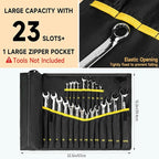 Wrench Roll Organizer (NOT for Ratcheting Wrench),Wrench Roll Up Pouch with 23+1 Pockets,Heavy Duty Tool Roll for Metric & SAE Wrenches,Large Wrench Holder Organizer Bag for Men,Mechanics(Black)