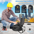 Sanyipace Sewer Camera 230FT/70M with 512Hz Transmitter, Self-Leveling, Distance Counter, Plumbing Pipe Inspection Camera with Mic Speaker DVR Recorder, 16GB TF Card, 5mm Cable, Roller Guide Wheel