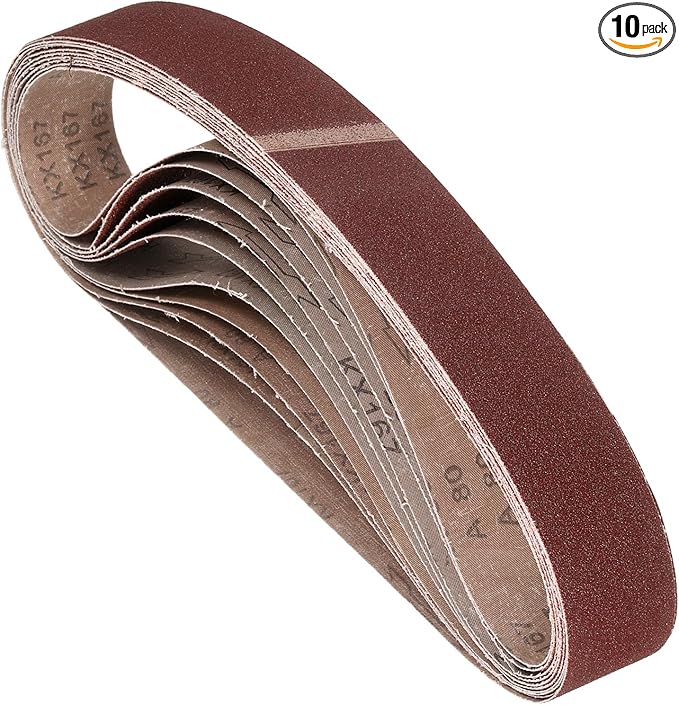 10 Pcs Sanding Belts 1-1/2 x 30 Inch 80 Grit Aluminum Oxide Abrasive Sandpaper for Belt Sander Metal Grinding Wood Working Weld Rust Removal