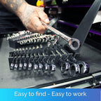 TOOLGUARDS Ratcheting Wrench Set 13pcs - Standard - With Rack Organizer - Wrenches - Combination Ratchet Wrench Set - 100% Lifetime Satisfaction Guarantee