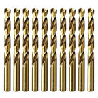 MAXTOOL 17/64" 10PCs Identical Cobalt Jobber Length Drill Bits HSS M35 Twist Drill Bits Fully Ground Golden Straight Shank Drills; JBF35G10R17E10