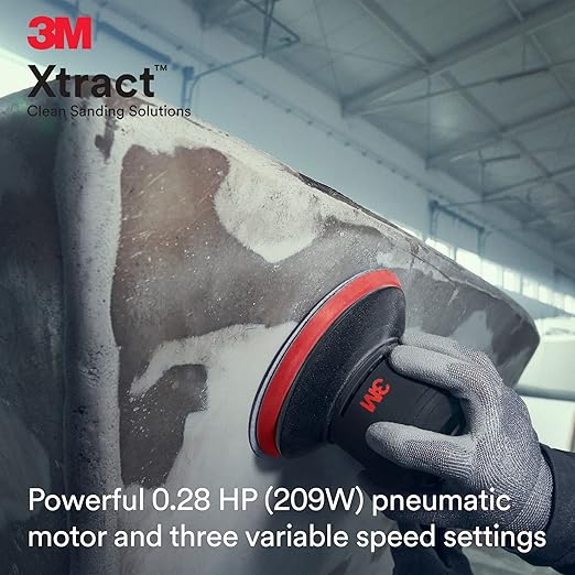3M Pneumatic Random Orbital Sander, 88939, 5 in, Non-Vacuum, 5/16 in Orbit, Lightweight and Comfortable, 12000 RPM, .28 HP (209W) Motor, Variable Speed