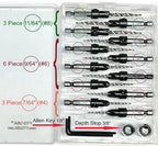 FTG USA Countersink Drill Bit Set for Wood with Tapered Drill Bit 3 Pc #4 (7/64"), 6 Pc #6 (9/64"), 3 Pc #8 (11/64")