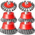 4 Inch Wire Wheel Brush Set for Grinder, DaduoRi 6 Pack Wire Wheels for 4 1/2 Angle Grinder, 5/8 Inch-11 Threaded Arbor-Coarse Crimped Twisted Knotted Cup Brush,Heavy Cleaning Rust Stripping Abrasive