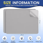 Self-Adhesive Canvas Repair Tape, 8.3" x 11" Waterproof Canvas Repair Patch, Fabric Patch Repairs Kit for Furniture, Tents, Sunbrellas, Boat Covers Awnings, Couches, Clothes, Bags Grey