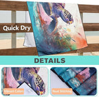 Giant Turtle Beach Towel Oversized 36" x 72", Thin Lightweight Sand Free Quick Dry Microfiber Towel for Swimming Pool Cruise Camping Travel