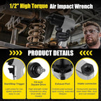 231C 1/2-inch-Drive Air Impact Wrench - 300 ft-lbs High Torque, Lightweight Industrial 231c Impact Tool (5 forward and reverse gears) for Automotive & Heavy Machinery - with Ergonomic Grip