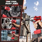 Cordless Impact Wrench 1/2" Compatible with Milwaukee 18v Battery, 750 Ft-lbs High Torque Impact Driver with 6Pcs Sockets & Storage Case, Brushless Impact Gun with 4-Speed & LED Light(Bare Tool)