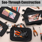 Aliceset 6 Pcs Small Tool Pouch 1680D Oxford Zipper Bags with Clear Window, Multipurpose Zipper Pouch Heavy Duty Waterproof Utility Bag for Tool Organization and Storage
