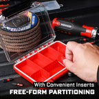 IPX4 Waterproof Small Storage Parts Organizer, Small Parts Case with Removable Dividers, Screwdriver Bit Set Box