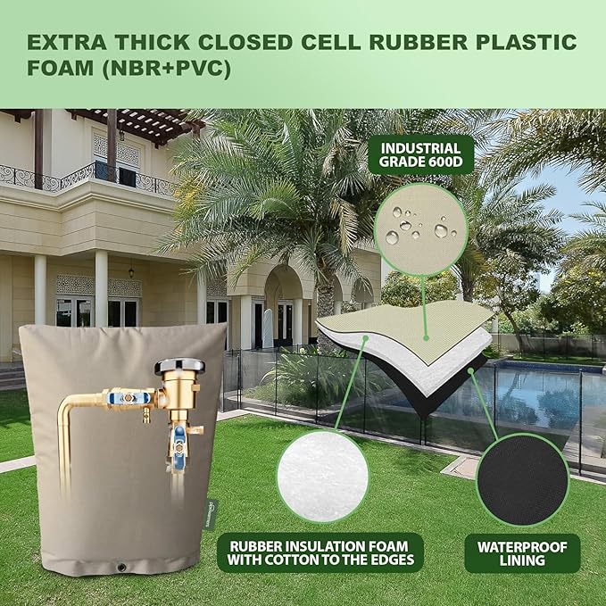 The Original Winter Pipe Insulation Cover (0˚F) - Extra-Thick EVA+NBR (UV-Coated) Insulated Backflow Preventer Freeze Protection, Pump Cover, Sprinkler/Well/Valve Head Cover - (40" W X 24" H)