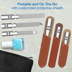 Stainless Steel Nail File (3 Pack) for Natural Nails, Metal Nail Files with Sharp Pointed Tip Fingernail File Sheath Case Double Sided Reusable Flat File Manicure Tool Home Salon Travel Use Men Women