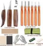 AUGSUN Wood Carving Kit, 17 Pack Wood Whittling Kit Hand Carving Knife Tools Set for DIY Sculpture Carpenter Experts & Beginners