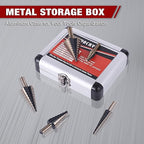 Step Drill Bits, 5PCS (44 Sizes) Metric HSS Step Unibit Drill Bit Set with Aluminum Case, Double Cutting Blades, High-Speed Steel, Multiple Hole Stepped Up Bits for DIY Lovers