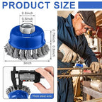 Tandefio 24 Pcs Wire Wheel Brush Wire Wheels with 5/8 -11 Threaded Arbor for 4 1/2 Angle Grinder Knotted Wire Cup Brush for Heavy Cleaning Rust Removal (Blue,3 Inch)