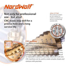 NordWolf HSS Titanium SAE Step Drill Bit, Spiral Groove Double Flute Unibit with 1/4" Hex Shank for Sheet Metal, 10 Imperial Step Sizes 1/4" to 1-3/8"