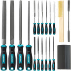 Libraton 31PCs Metal File Set, Metal Files, Metal Files for Steel, 12 Needle Files with Case, Riffler File, 12 Sandpapers, Steel Brush, File Sets for Wood and Metal, for Metalworking & Woodworking