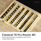 CSOOM 70PCS Router Bits Set - 1/4” Shank, Carbide Tipped Router Bits for Professional Woodworking, Includes Multiple Shapes , Yellow,for Professional and Beginners Carpenter