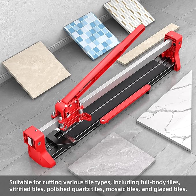 SHIJING 24-inch Tile Cutter,Cortadora de Ceramica with Red laser, Steel guide rails,Tungsten Carbide Cutting Wheel - Tile Cutter Tool for Ceramic, Porcelain - Installers &DIY