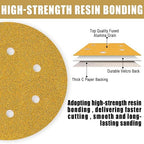 6 Inch - 6 Hole Hook and Loop Sanding Discs 60 Grit, Random Orbital Sandpaper for Automotive and Woodworking - 100 Pack