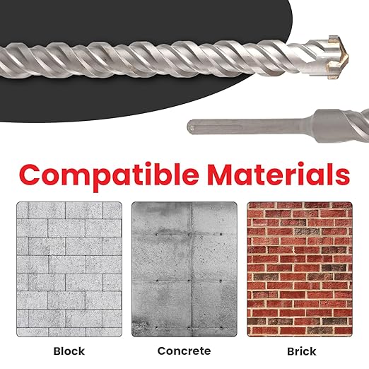 1-3/8 X 36 in SDS MAX Bits, Rotary Hammer Drill Bits, Carbide Drill Bits, Masonry Drill Bits for Concrete, Stone and Brick, SDS MAX Hammer Double Flute, Masonry Drill Bit, Concrete Drill Bit