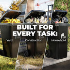 EconoHome Outdoor Garbage Can with Lid - 32 Gallon Trash Can for Backyard, Deck, Garage - Dual Wheels, Extra Heavy-Duty, Durable Handle - Versatile Home & Commercial Storage Container - Black, 2-Pack