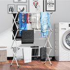 Foldable Drying Rack Clothing,Clothes Drying Rack Folding Indoor and Outdoor Rack,Laundry Drying Rack Collapsible-Black+White