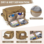 Tactical Toiletry Bag for Men, Hanging Hygiene Bag, Travel Dopp Kit Organizer for Shaving, Shower Essentials and Toiletries, Khkai (Empty Bag)