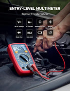 AstroAI Digital Multimeter Tester 2000 Counts with DC AC Voltmeter and Ohm Volt Amp Meter; Measures Voltage, Current, Resistance, Continuity and Diode, Blue