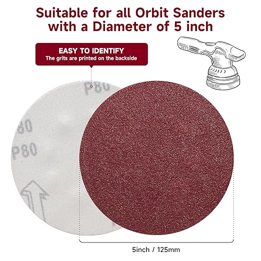 5 Inch 100 PCS Sanding Disc 40 Grit,Hook and Loop Sanding Discs for Random Orbital Sander