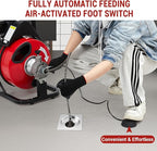 Auto Feed 100 FT x 1/2 Inch Drain Cleaner Machine with 250W Motor, Portable Sewer Snake Auger with 8 Cutters & Air-activated Foot Switch, Fits 1" to 4" Pipes, Black & Red