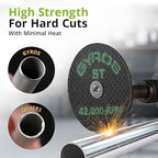 GYROS 1.75” Mini Resin Cut-Off Wheels for Rotary Tools, 12 Double Fiberglass Reinforced Cutting Discs, ST Materials Like Titanium, Carbon; Dremel Cutting Tool Accessory. Made in USA 11-41702/12